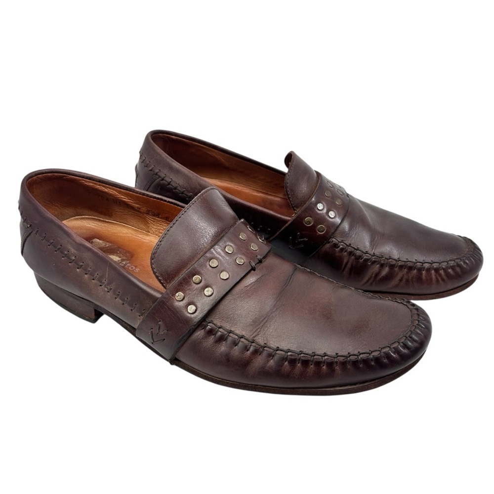 John Varvatos Brown Italian Leather Dress Loafers Mens Size 9
